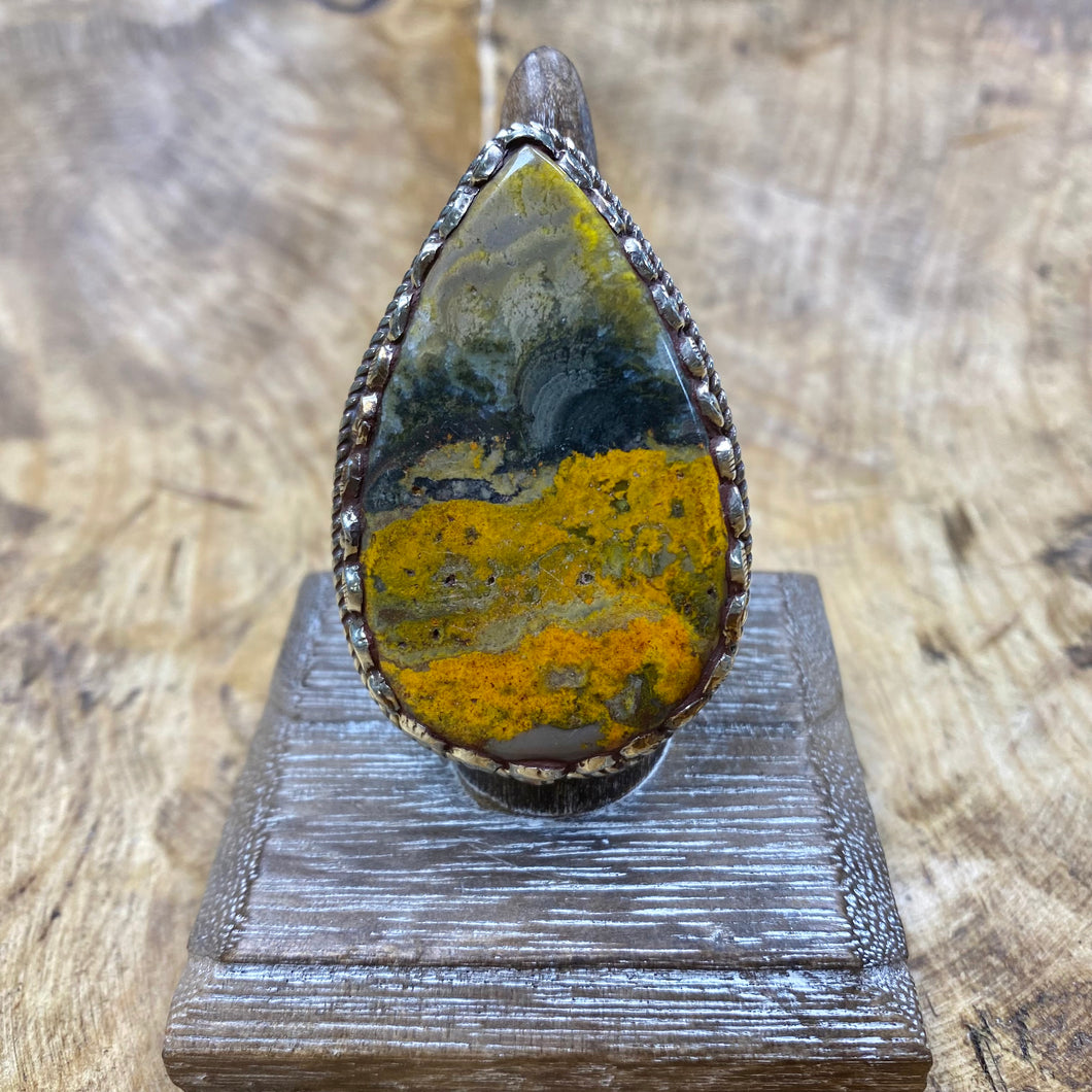 Bumblebee Jasper teardrop Ring ￼￼