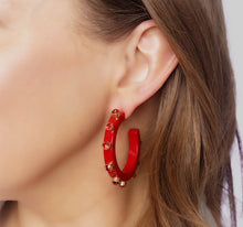 Load image into Gallery viewer, Renee Hoop Red Earrings
