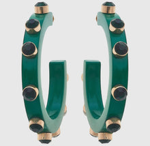 Load image into Gallery viewer, Renee Hoop Green Earring
