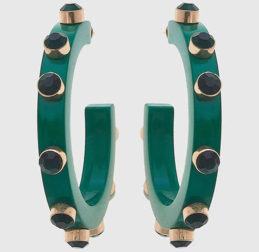 Renee Hoop Green Earring